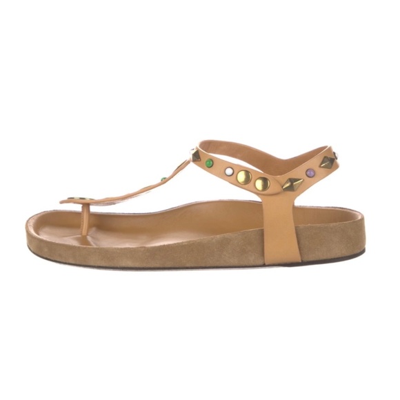 ISABEL MARANT Leather T-Strap Sandals - Picture 1 of 5